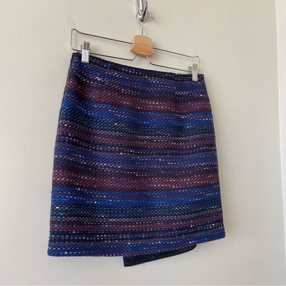 Tristan-multi Tweed Wrap Front Mini Skirt (Size:Small) - Picture 7 of 10